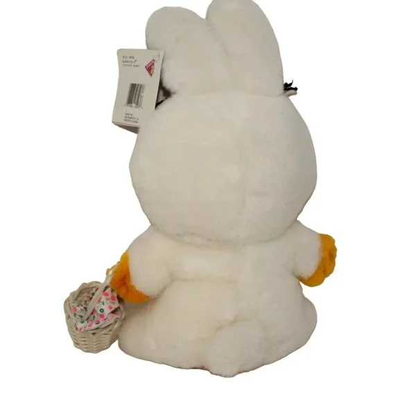 Vintage Dakin 12" Garfield Easter Bunny Rabbit Plush Stuffed Animal Toy Basket - Picture 2 of 6